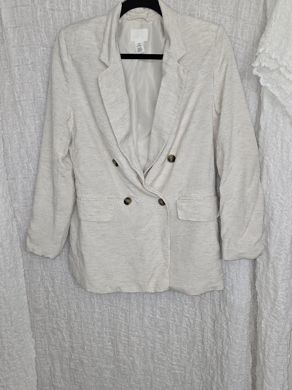 H&M‎ Cream Double-Breasted Blazer Size Small